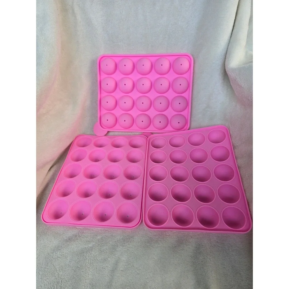 Pink Silicone Cake Pop Mold Sets 20 Cavity Round Baking Tray DIY Dessert Maker